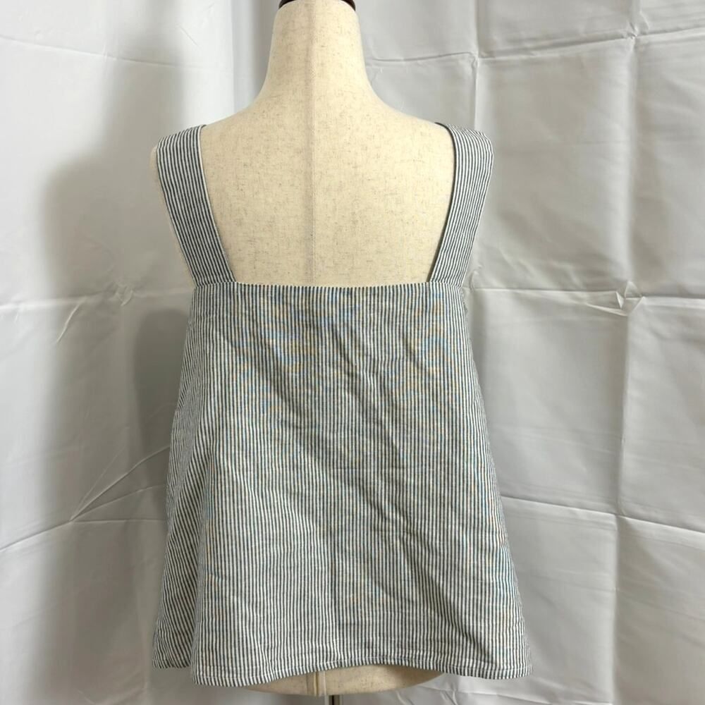 NWT J Crew Striped linen-blend Square neck tank top Size L - Picture 2 of 6